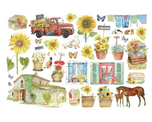 Ephemera - Sunflower Art - Elements And Sunflowers - Adhesive - Stamperia