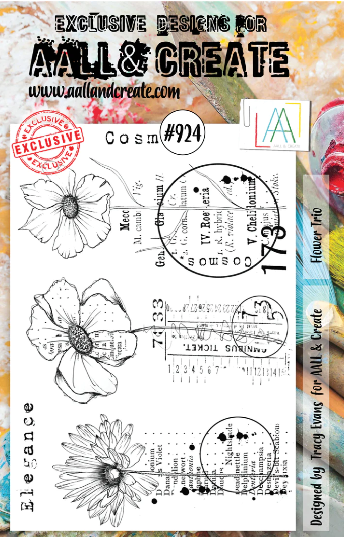 A5 - Flower Trio - Clear Stamp Set - AALL and Create - Designer Tracy Evans - #924