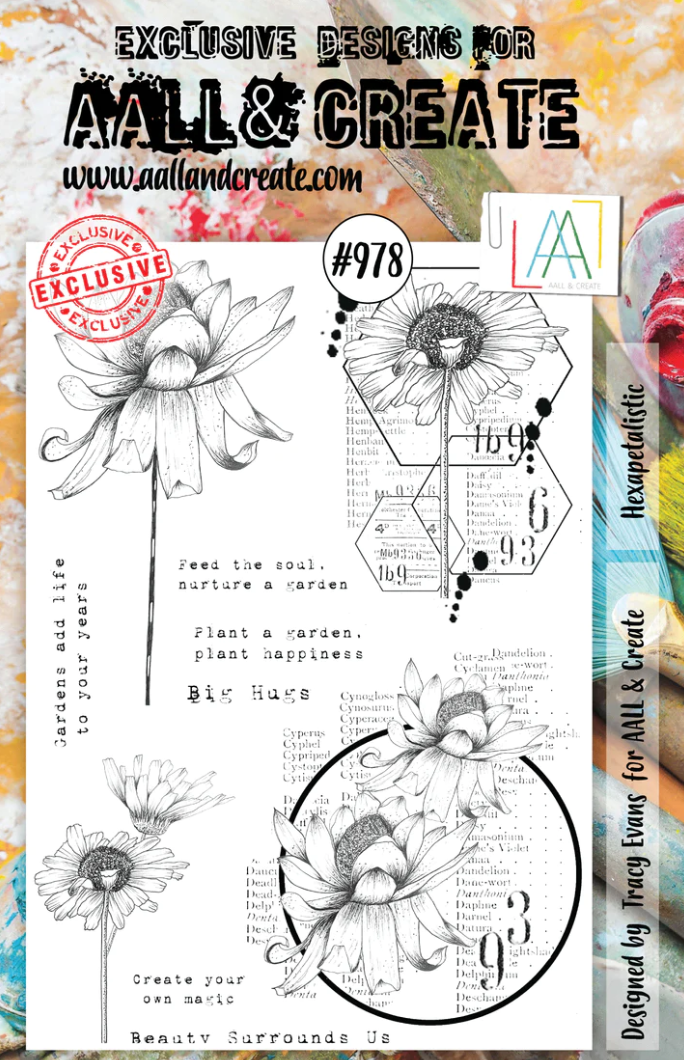 A5 - Hexapetalstic - Clear Stamp Set - AALL and Create - Designer Tracy Evans - #978