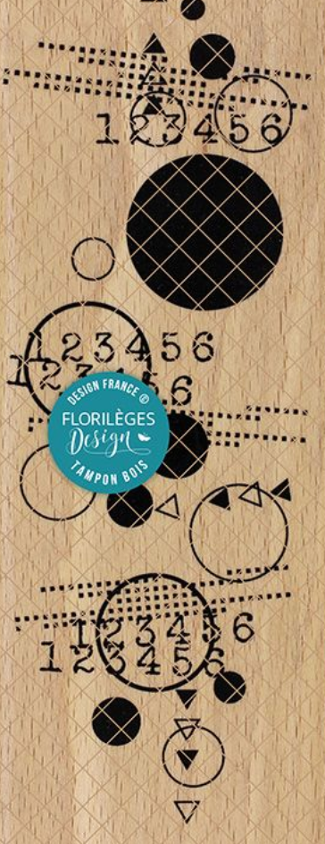Numbers And Circles - Wooden Mount Rubber Stamp - Florilèges Design