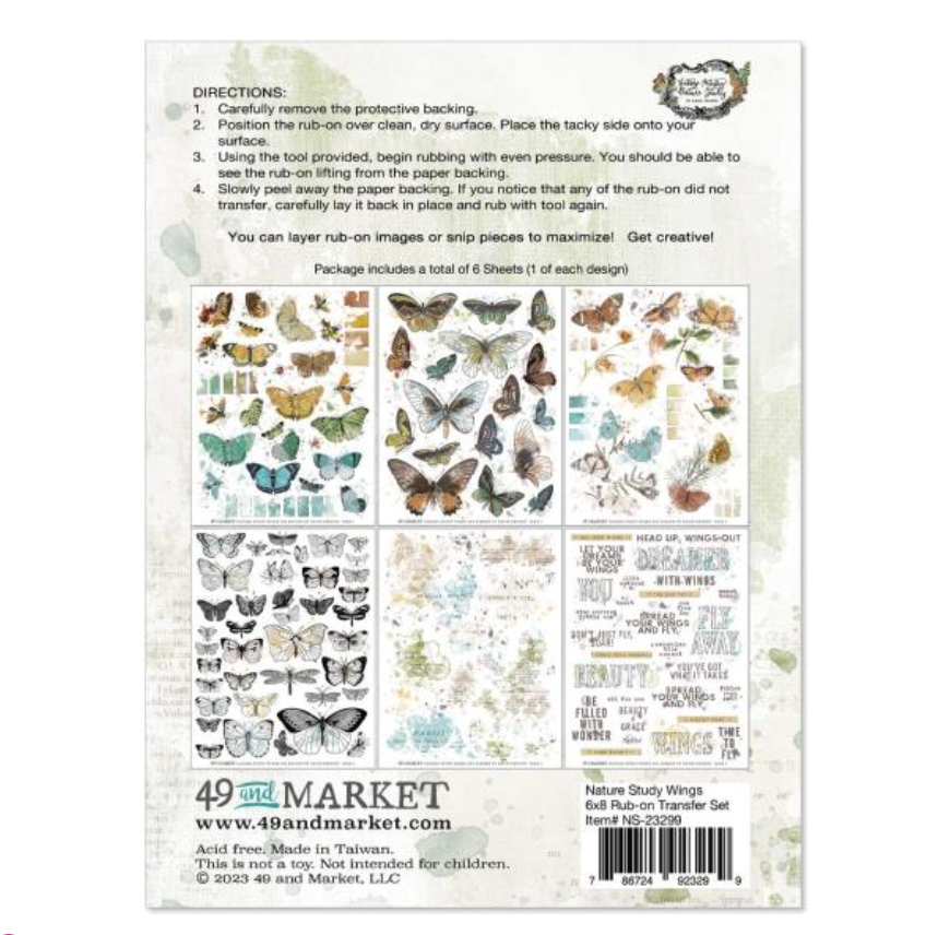 Rub-Ons - Wings - 6x8 - 6/Sheets - Nature Study - 49 and Market