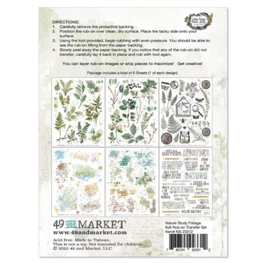 Rub-Ons - Foliage - 6x8 - 6/Sheets - Nature Study - 49 and Market