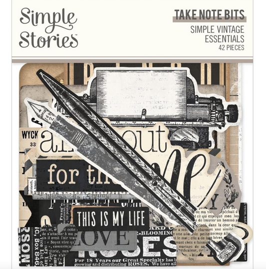 Simple Vintage Essentials - Take Note - Bits & Pieces Die-Cuts - 42/Pkg - Simple Stories