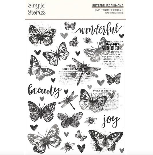 Simple Vintage Essentials - Rub-Ons - Butterflies - Simple Stories