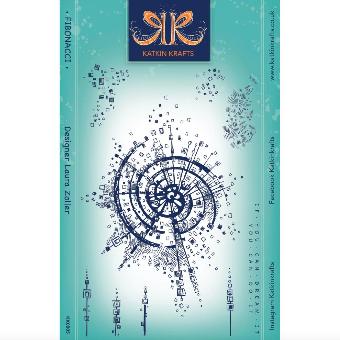 6x8 - Clear Stamp Set - Fibonacci - Designer Katkin Krafts - Creative Expressions