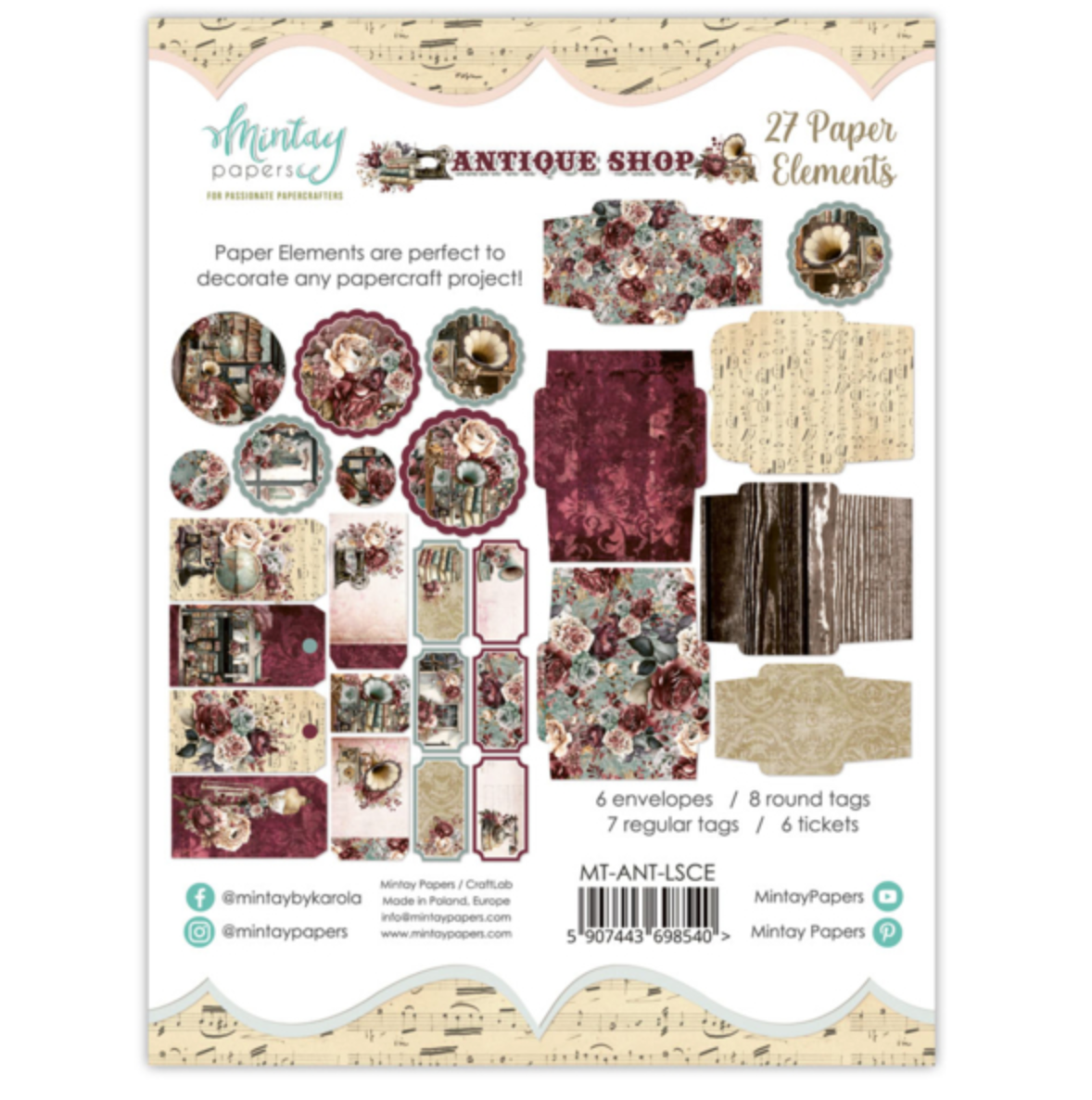 Antique Shop - Paper Elements - 27 pcs -  Mintay Papers