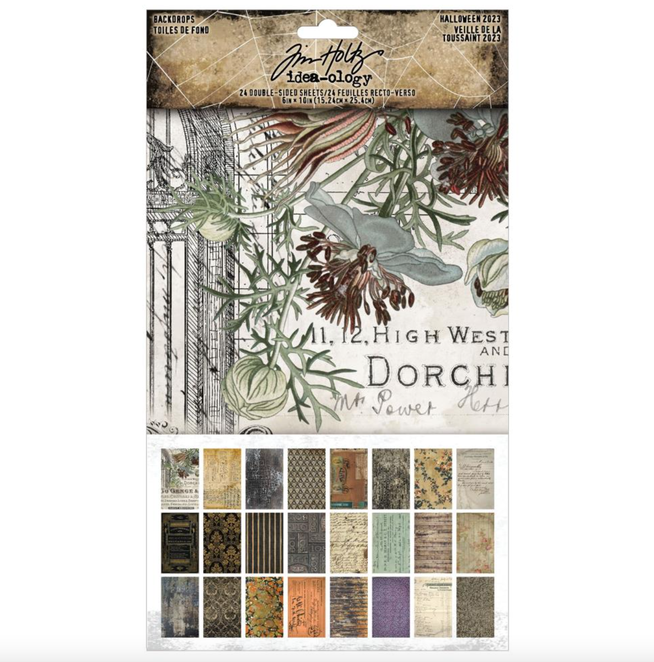 Backdrops - Halloween 2023 - 6x10 - 24/Pkg - Double Sided - Ideology - Tim Holtz