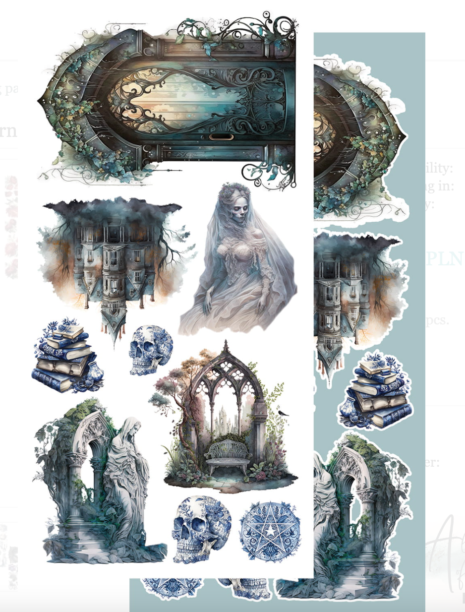 6x12 - White Lady- Art Journal Fussy Cutting Set - Alchemy Of Art