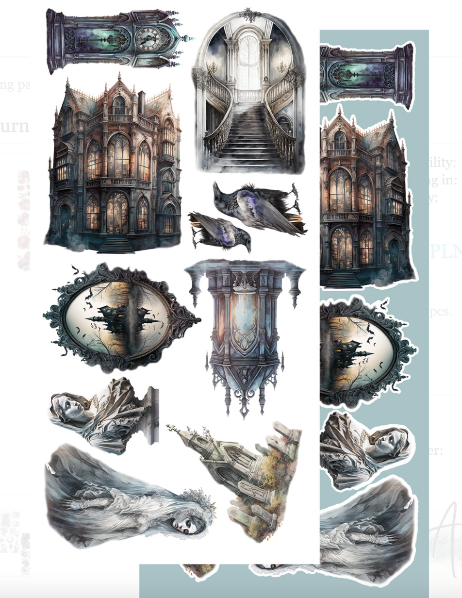 6x12 - White Lady- Art Journal Fussy Cutting Set - Alchemy Of Art