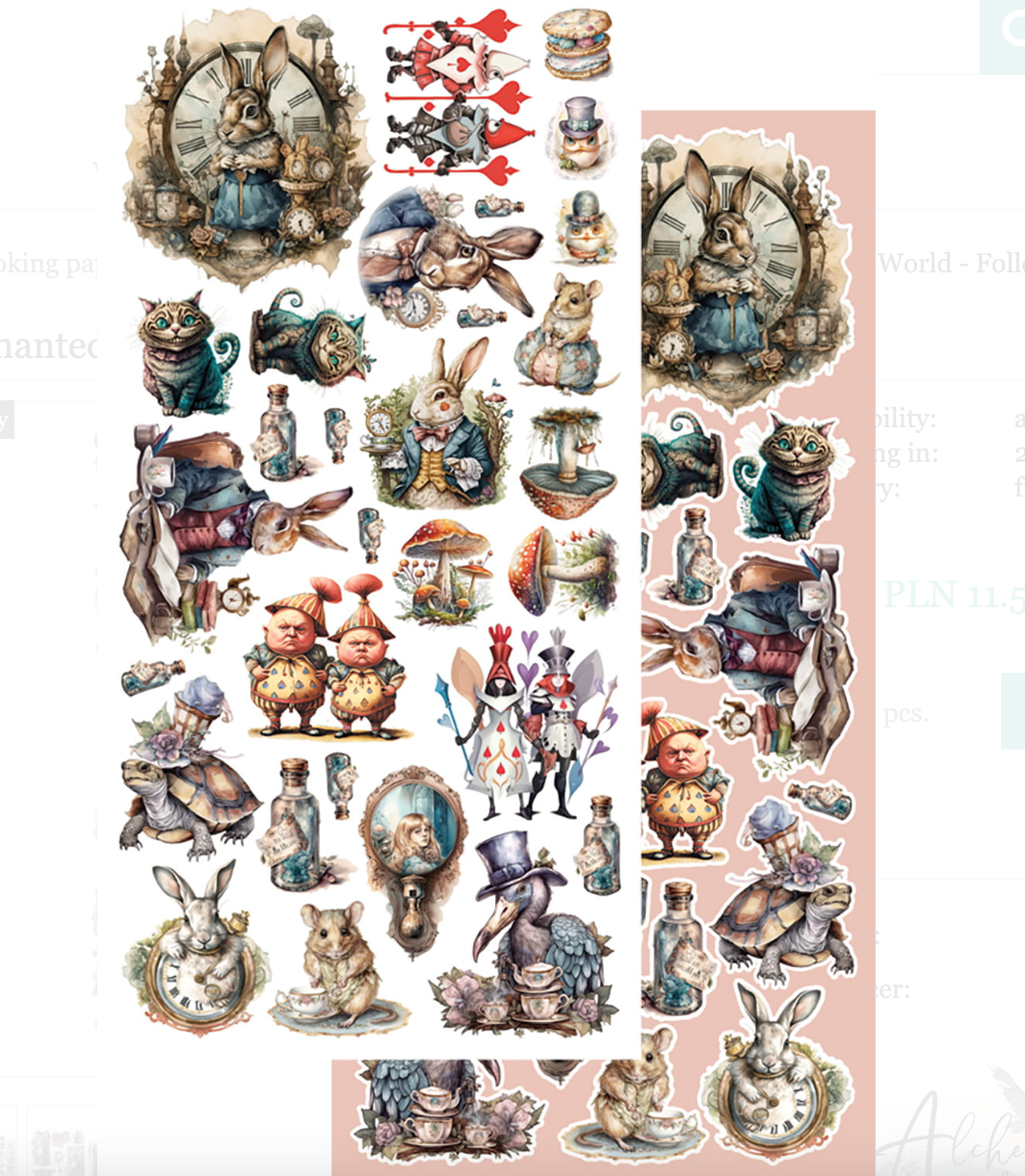 6x12 - Enchanted World - Following Alice - Fussy Cutting Set - Alchemy Of Art