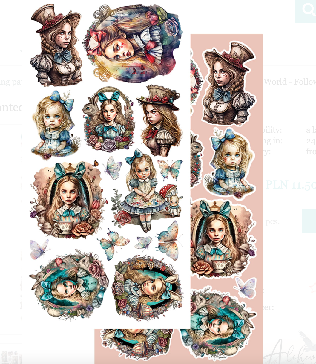 6x12 - Enchanted World - Following Alice - Fussy Cutting Set - Alchemy Of Art