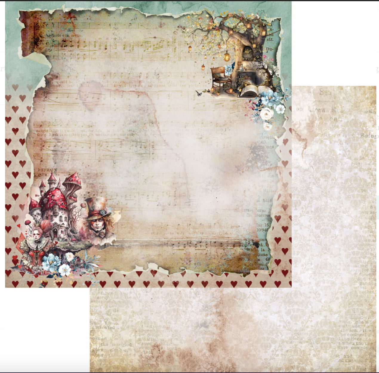 8x8 - Enchanted World - Following Alice - 12 Double Sided Papers - Alchemy Of Art
