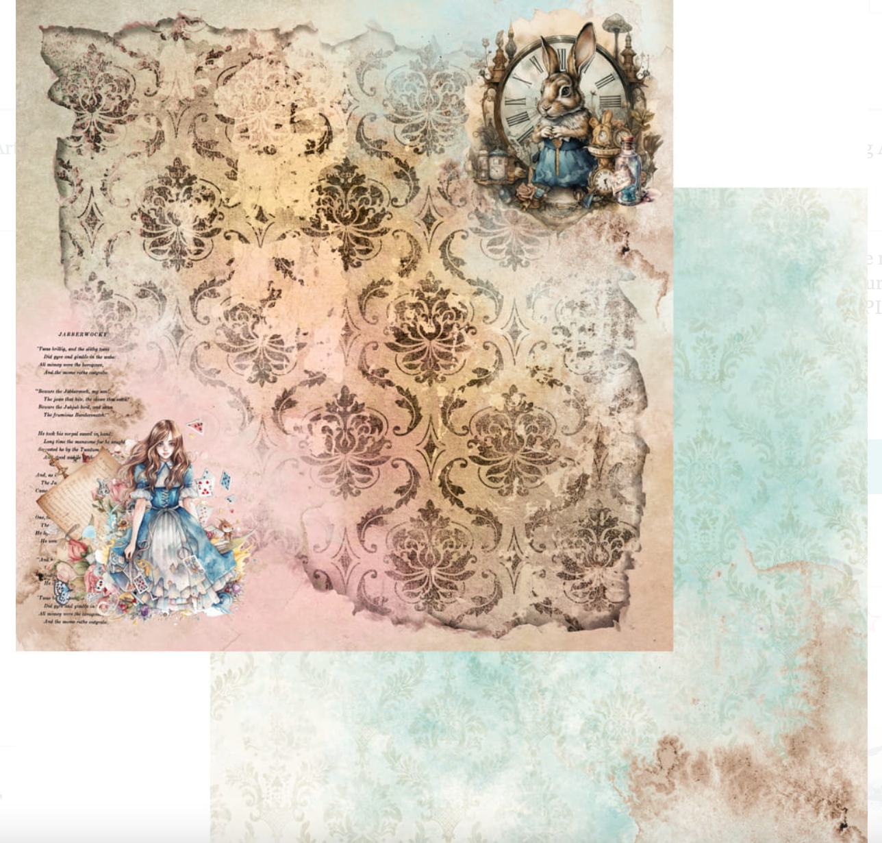 8x8 - Enchanted World - Following Alice - 12 Double Sided Papers - Alchemy Of Art