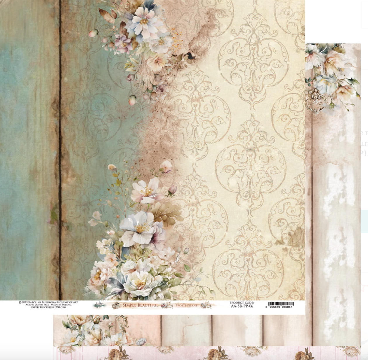 Two Sided Design Paper 12x12 - Simple Beautiful - 6 Double Sided Papers - Alchemy Of Art