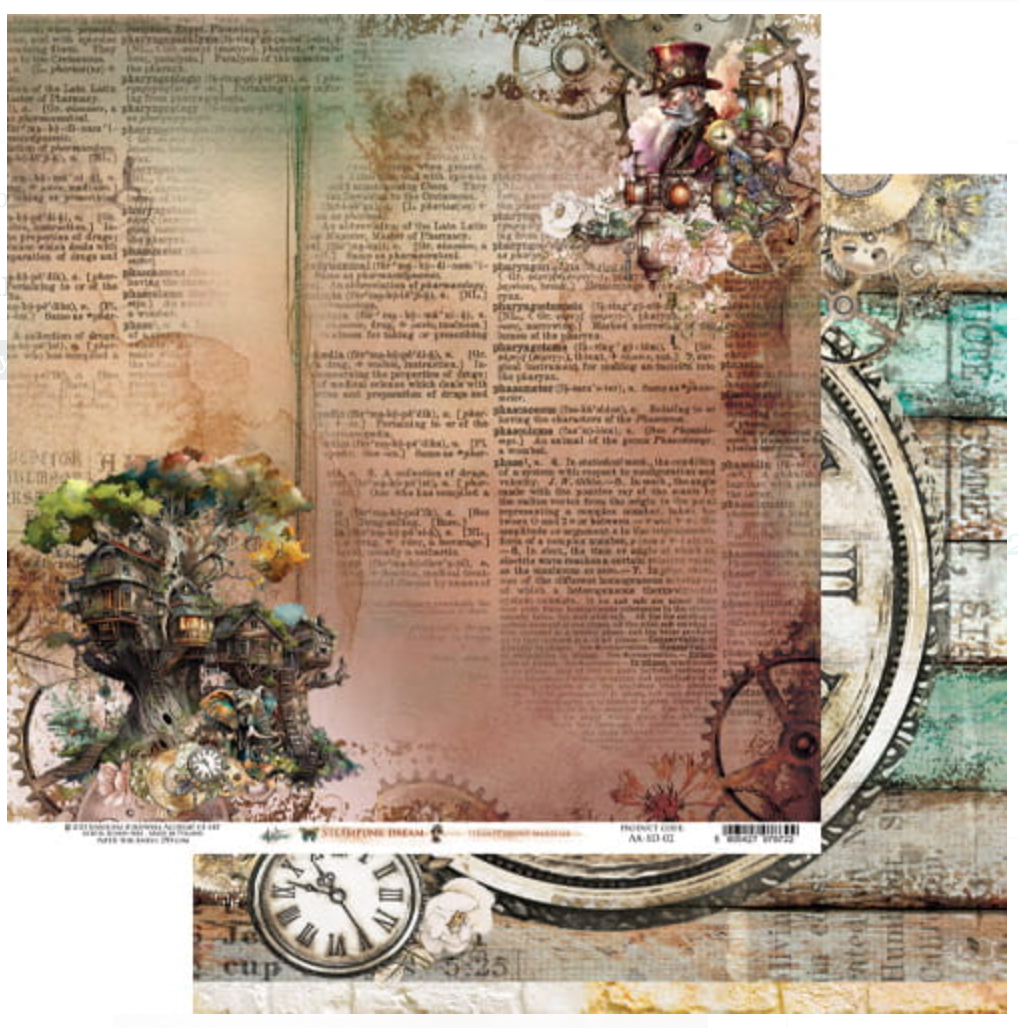 8x8 - Steampunk Dream - 12 Double Sided Papers - Alchemy Of Art