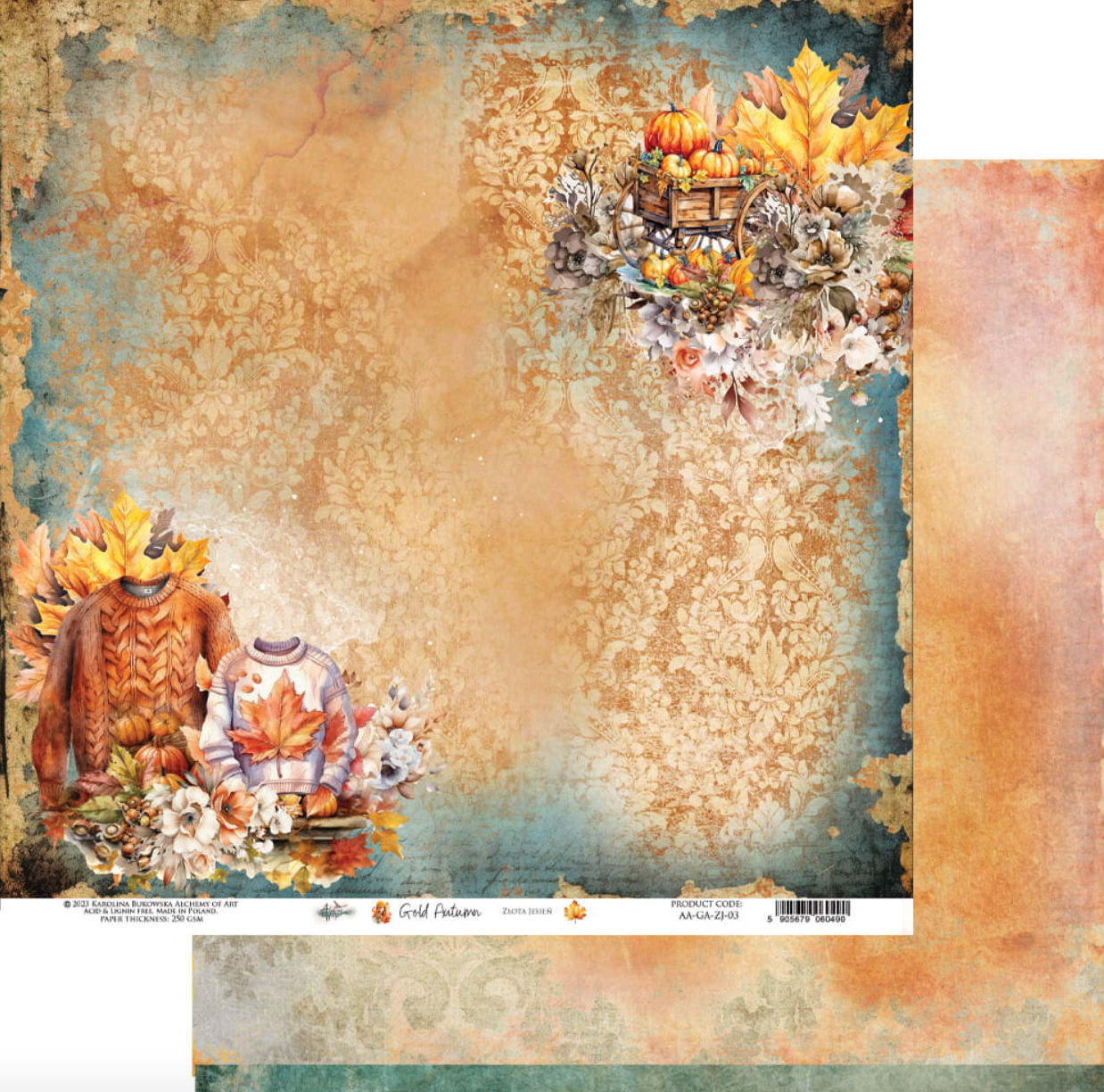 8x8 - Gold Autumn - 12 Double Sided Papers - Alchemy Of Art