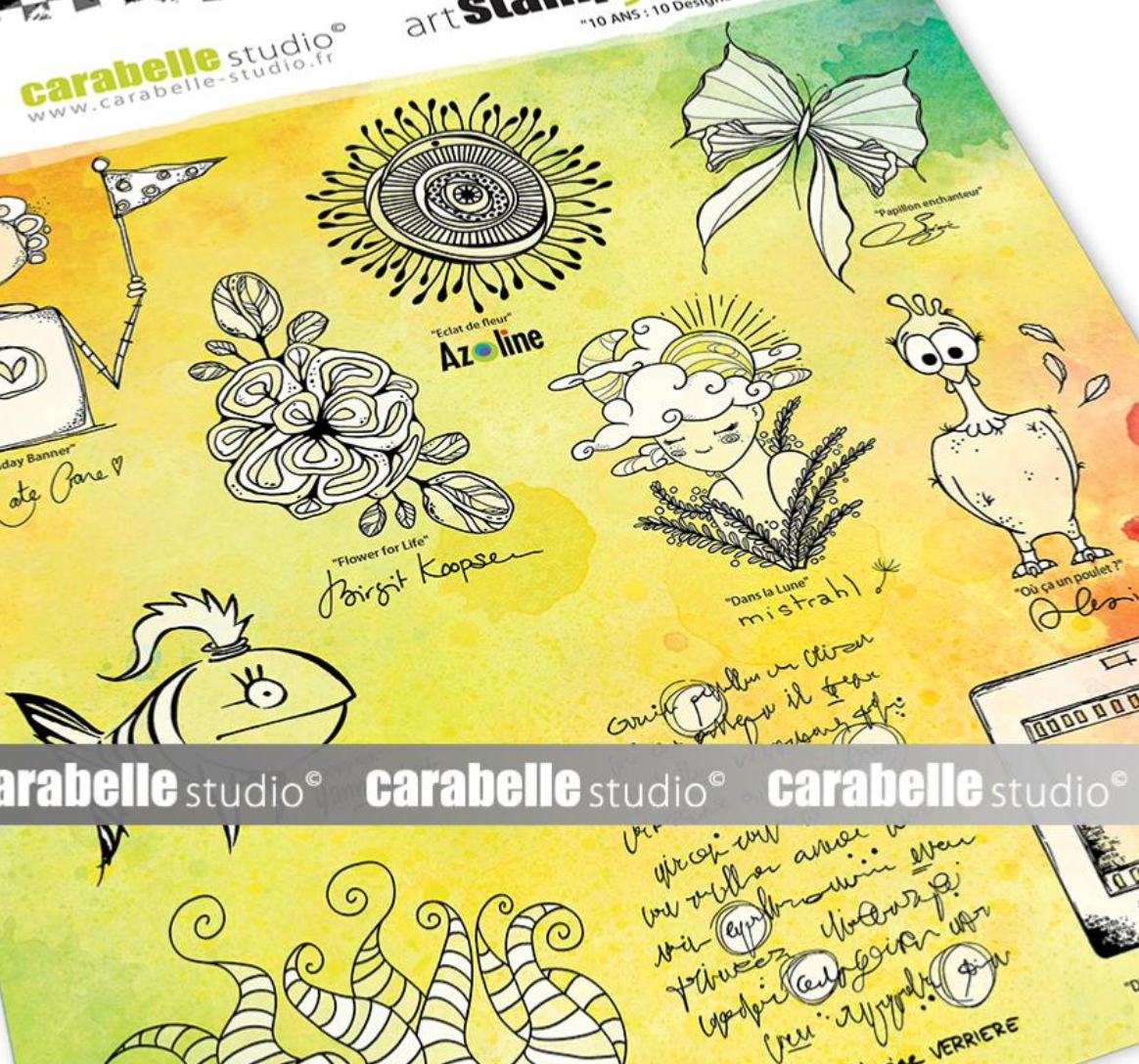 Anniversary Rubber Stamp Set - 10 Designs - Kate Crane / Birgit Koopsen - Carabelle Studio