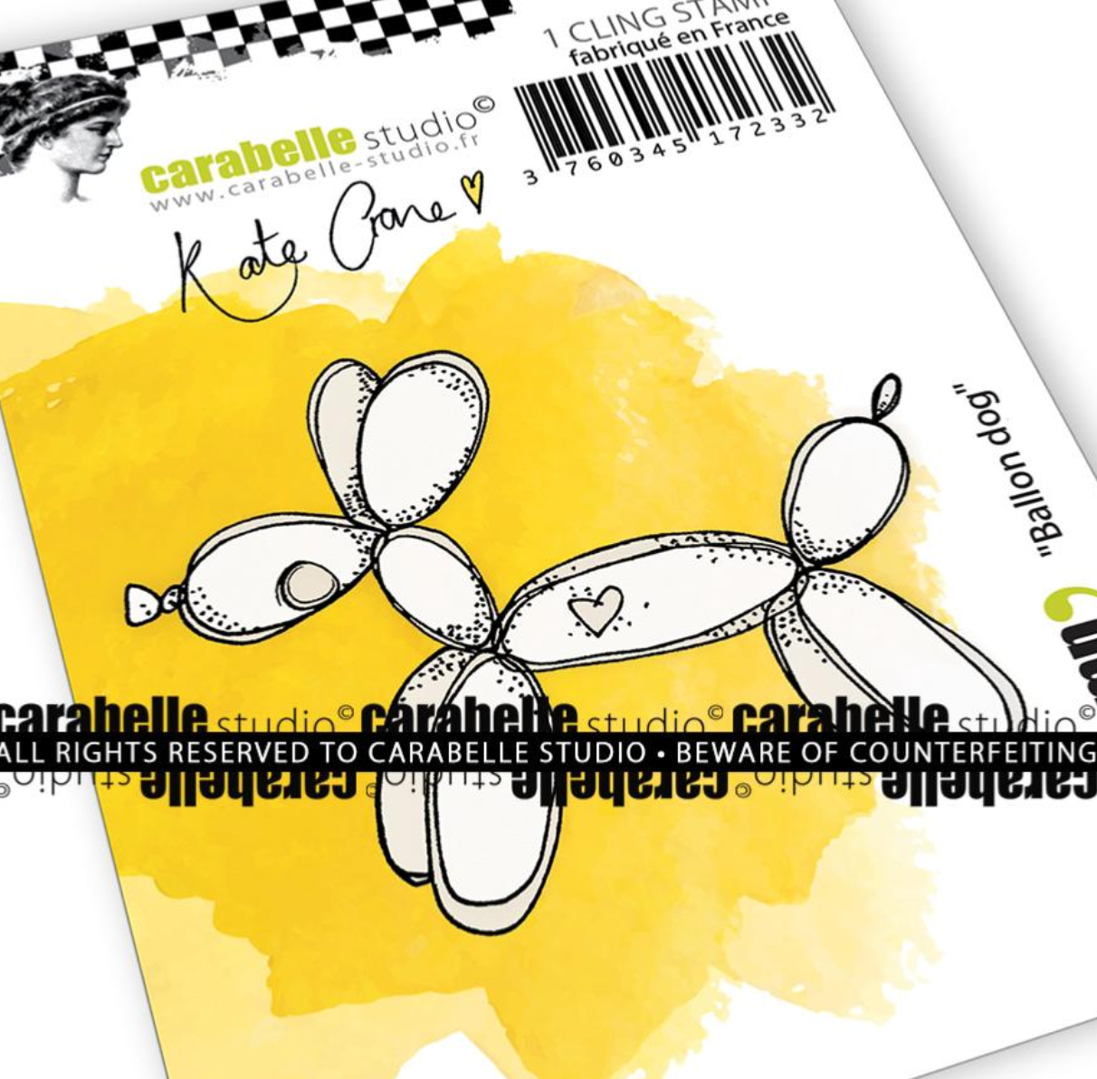 Mini Rubber Stamp  - Ballon Dog - Kate Crane - Carabelle Studio