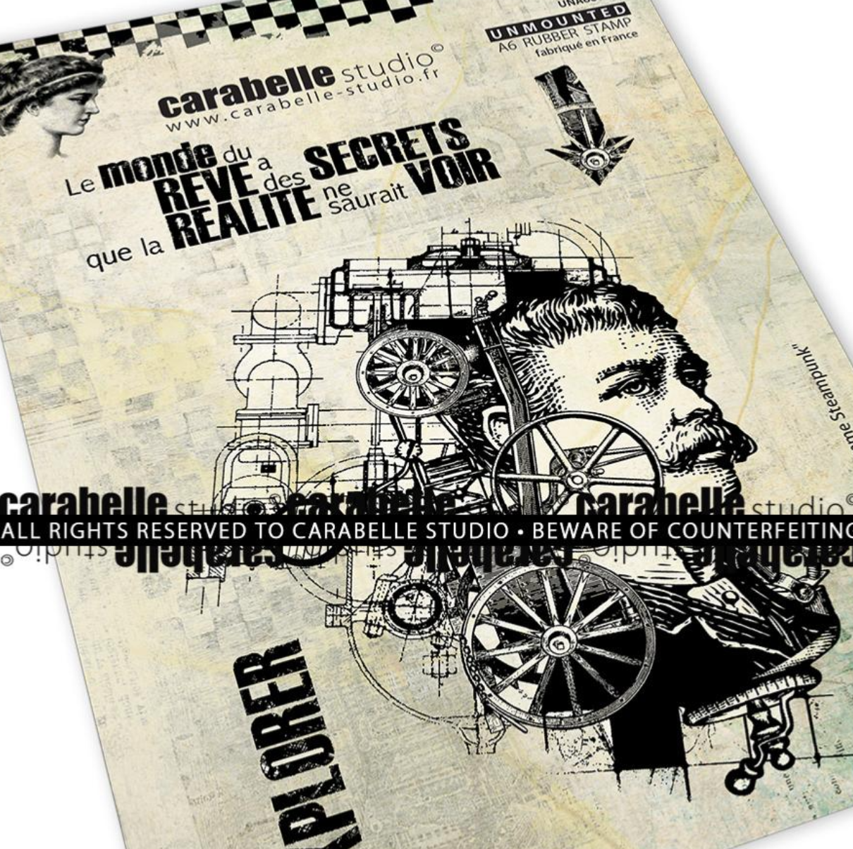 Unmounted A6 Stamp - Steampunk Man Portrait - Carabelle Studio