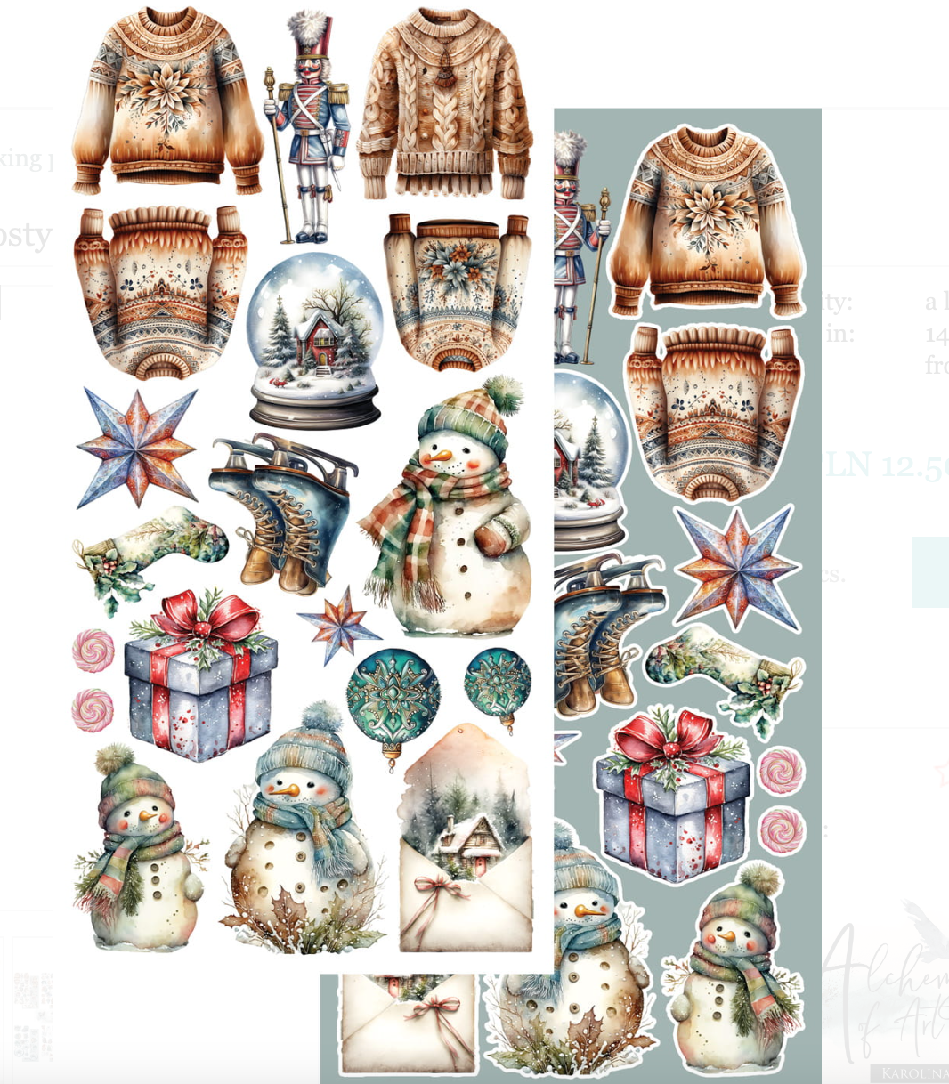 6x12 - Winter - In Frosty Colors - Fussy Cutting Set - Alchemy Of Art