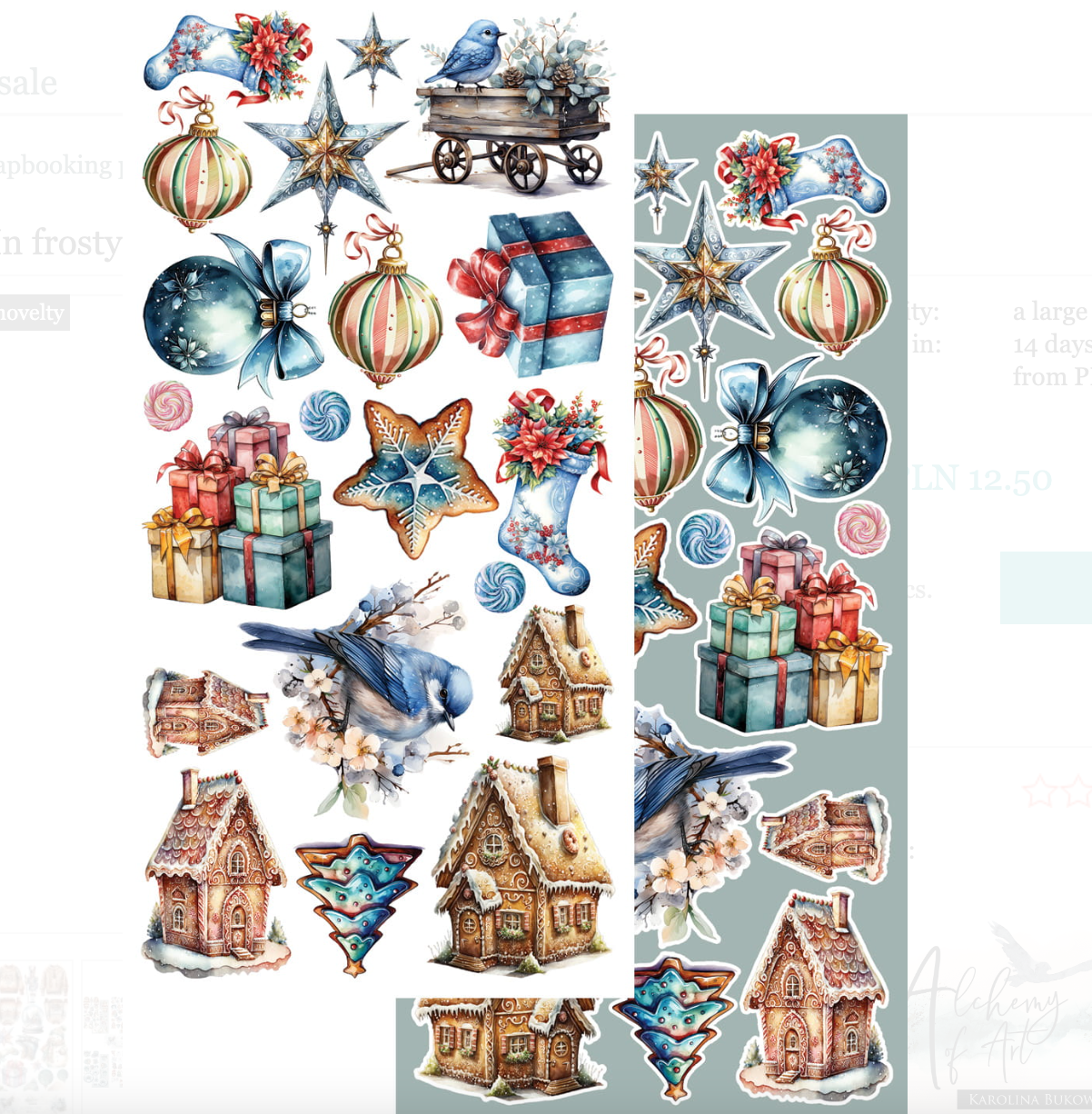 6x12 - Winter - In Frosty Colors - Fussy Cutting Set - Alchemy Of Art