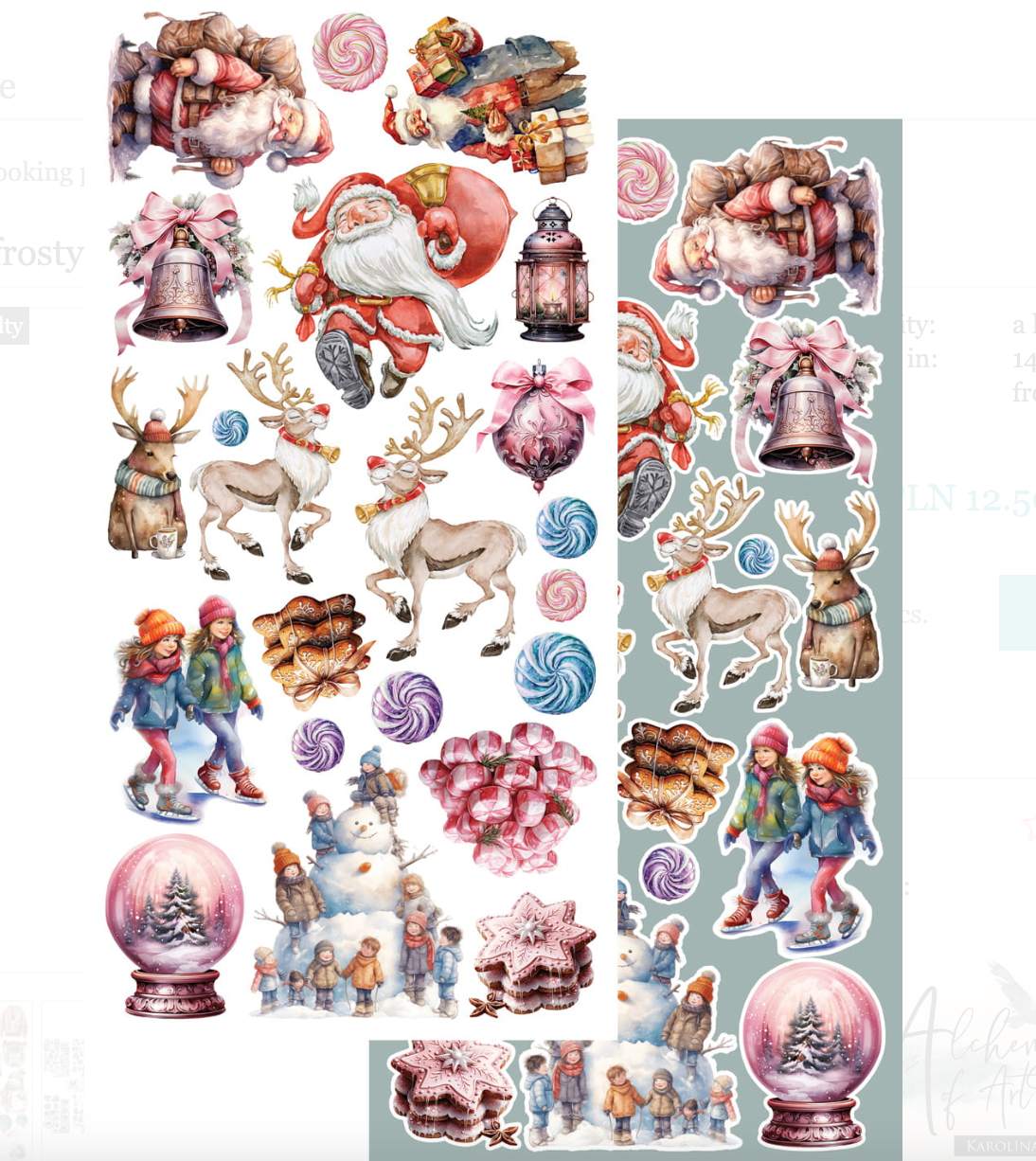 6x12 - Winter - In Frosty Colors - Fussy Cutting Set - Alchemy Of Art