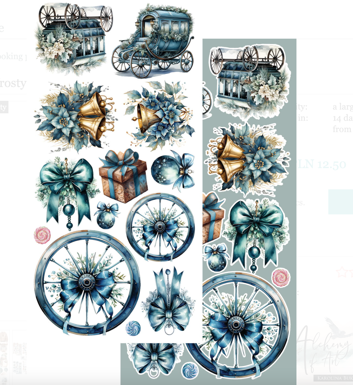 6x12 - Winter - In Frosty Colors - Fussy Cutting Set - Alchemy Of Art