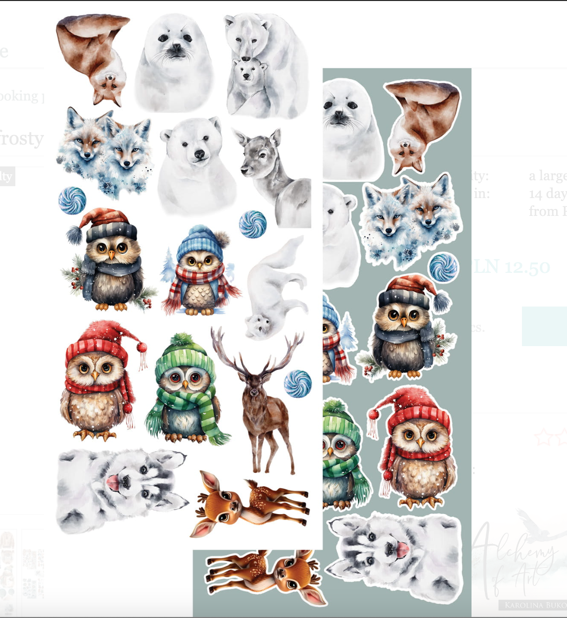 6x12 - Winter - In Frosty Colors - Fussy Cutting Set - Alchemy Of Art