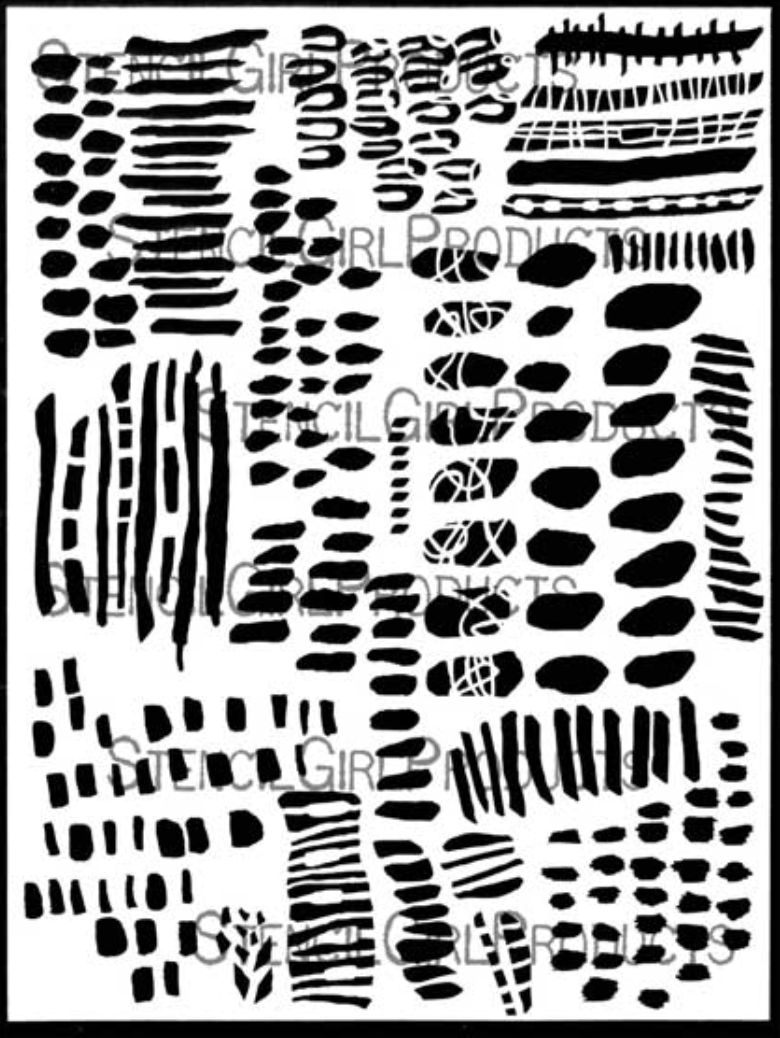 Stencil A4 - Soulful Scribbles Dots Dash - 9x12 - Stencil Girl