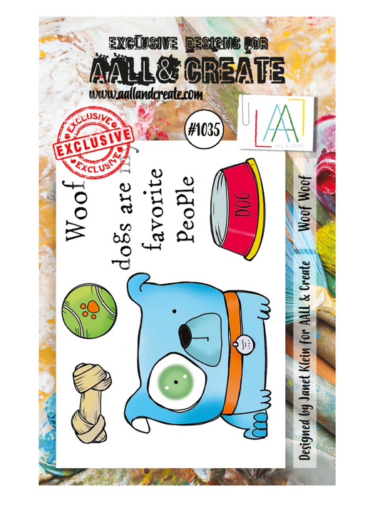 A7 - WOOF WOOF - Clear Stamp Set - AALL and Create - Designer Janet Klein - #1035