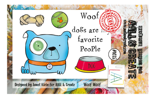 A7 - WOOF WOOF - Clear Stamp Set - AALL and Create - Designer Janet Klein - #1035