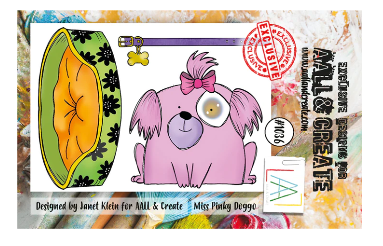 A7 - MISS PINKY DOGGO - Clear Stamp Set - AALL and Create - Designer Janet Klein - #1036
