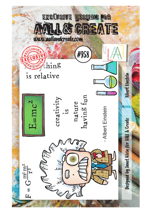 A7 - ALBERT EINSTEIN - Clear Stamp Set - AALL and Create - Janet Klein - #958