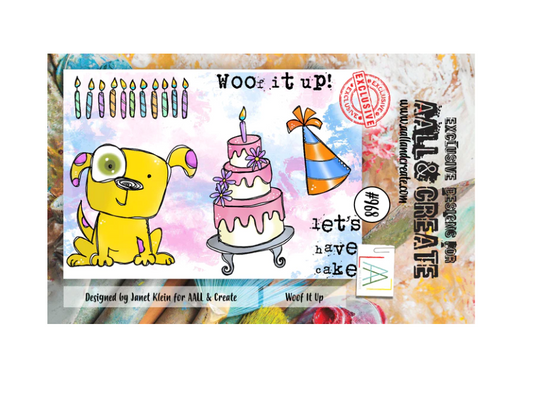 A7 - WOOF IT UP - Clear Stamp Set - AALL and Create - Janet Klein - #968