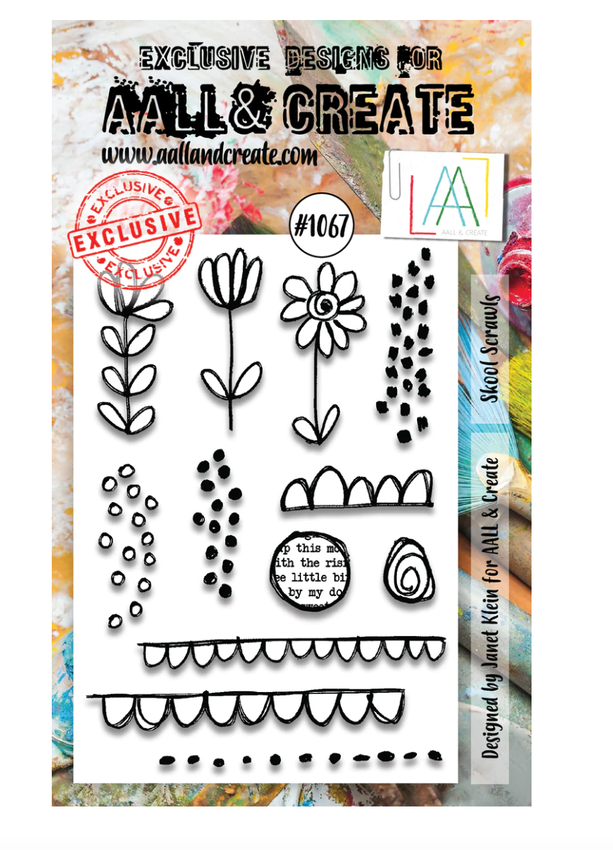 A6 - SKOOL SCRAWLS - Clear Stamp Set - AALL and Create - #1067