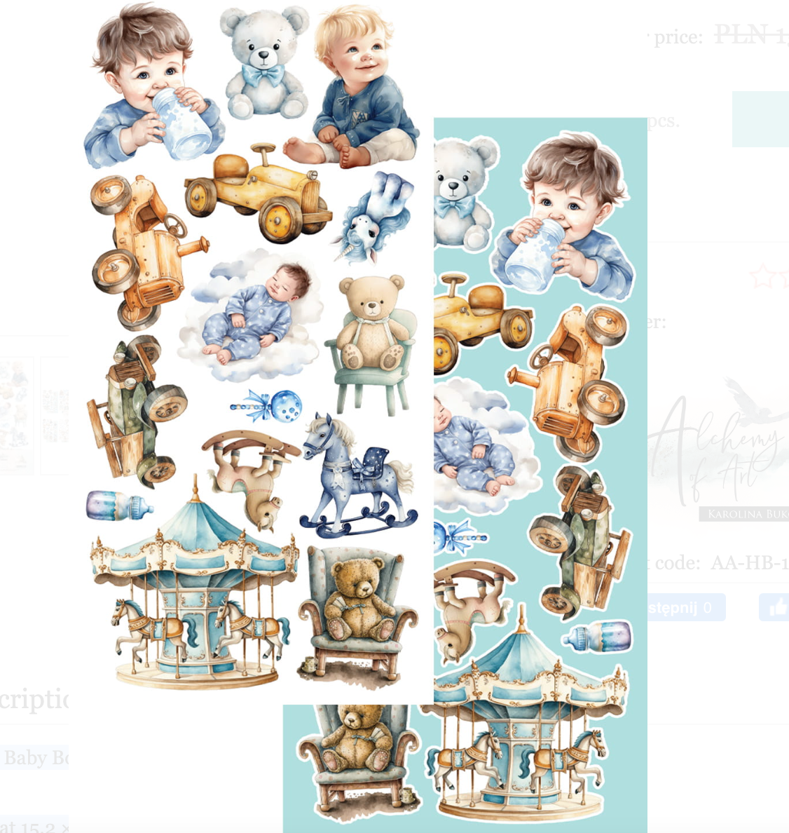 6x12 - Hello Baby - Fussy Cutting Set - Baby Boy - 8 Double Sided Papers - Alchemy Of Art