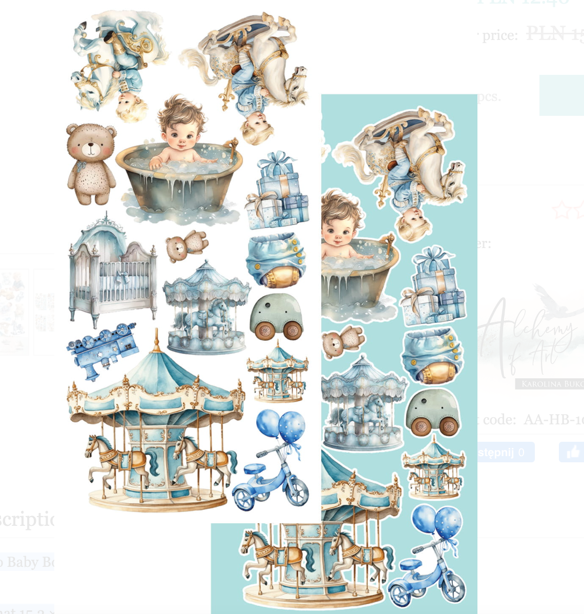 6x12 - Hello Baby - Fussy Cutting Set - Baby Boy - 8 Double Sided Papers - Alchemy Of Art