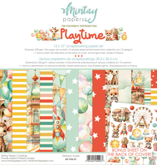 Mintay Papers - Playtime - 12x12 - Double Sided - Scrapbook Papers
