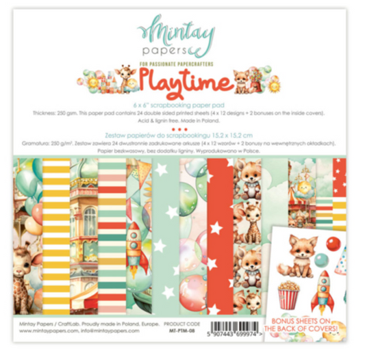 Mintay Papers - Playtime - 6x6 - Double Sided - Scrapbook Papers
