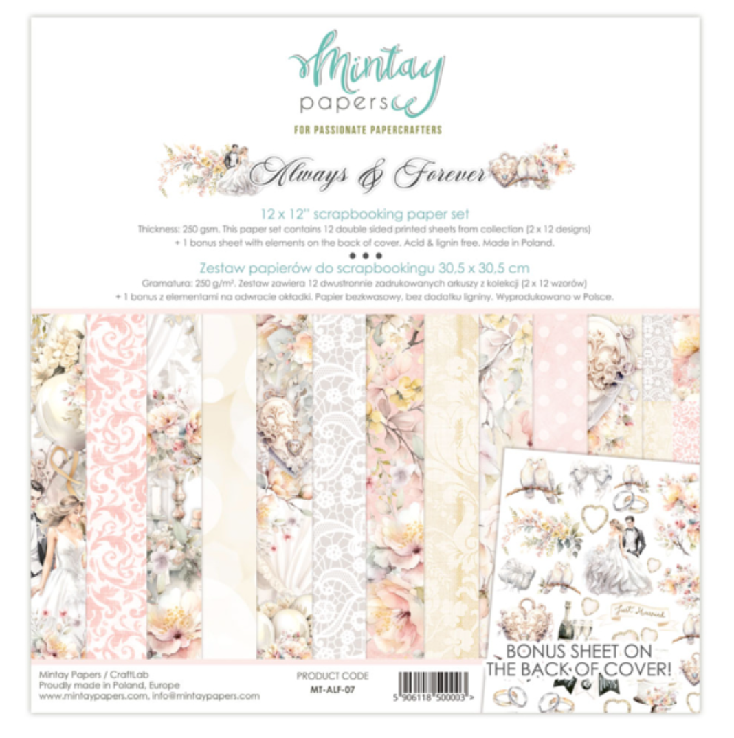 Mintay Papers - Always and Forever - 12x12 - Double Sided - Scrapbook Papers