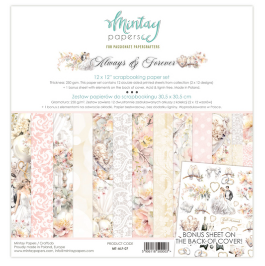 Mintay Papers - Always and Forever - 12x12 - Double Sided - Scrapbook Papers