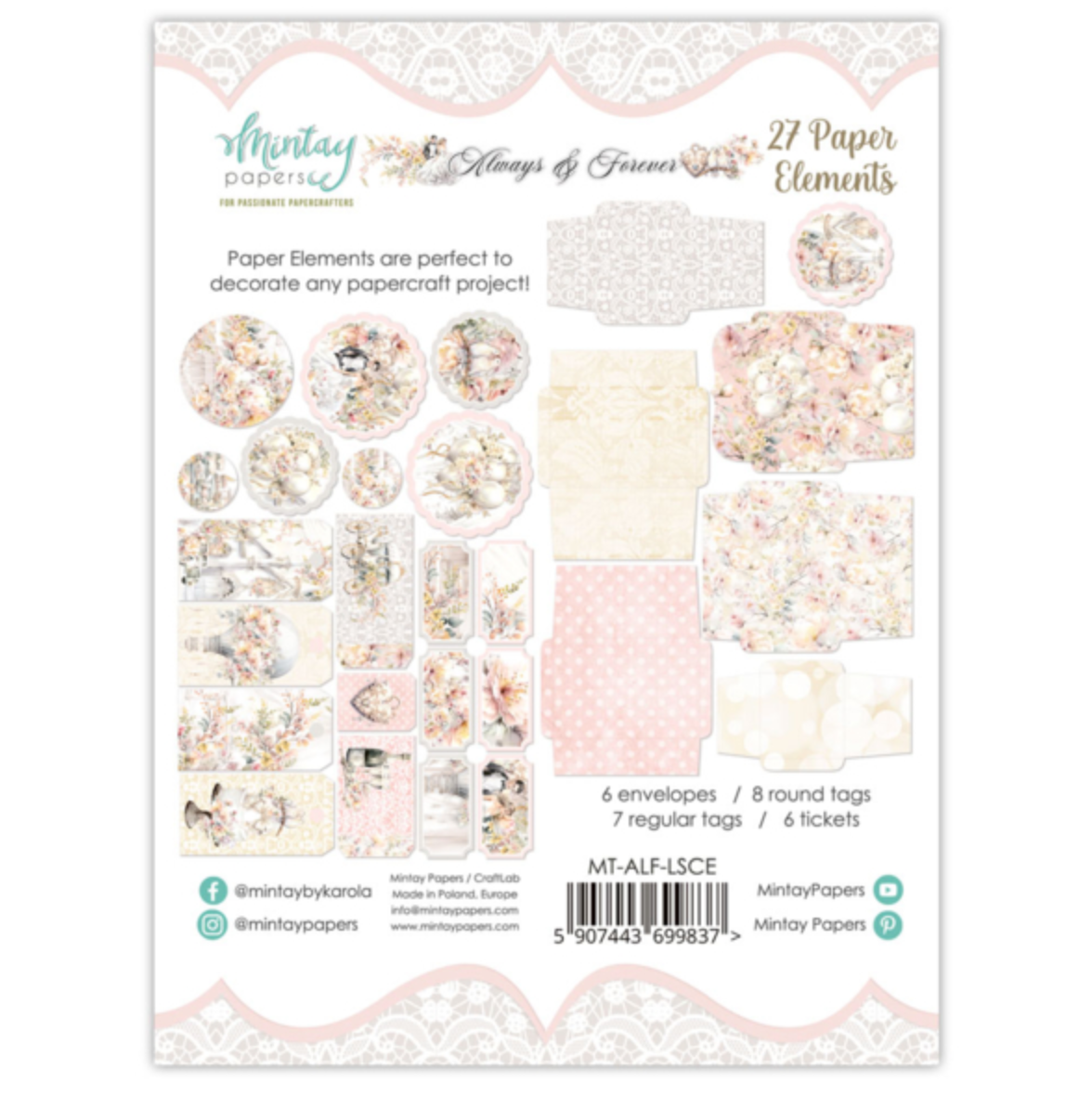 Mintay Papers - Always and Forever - Paper Elements -27 PCS