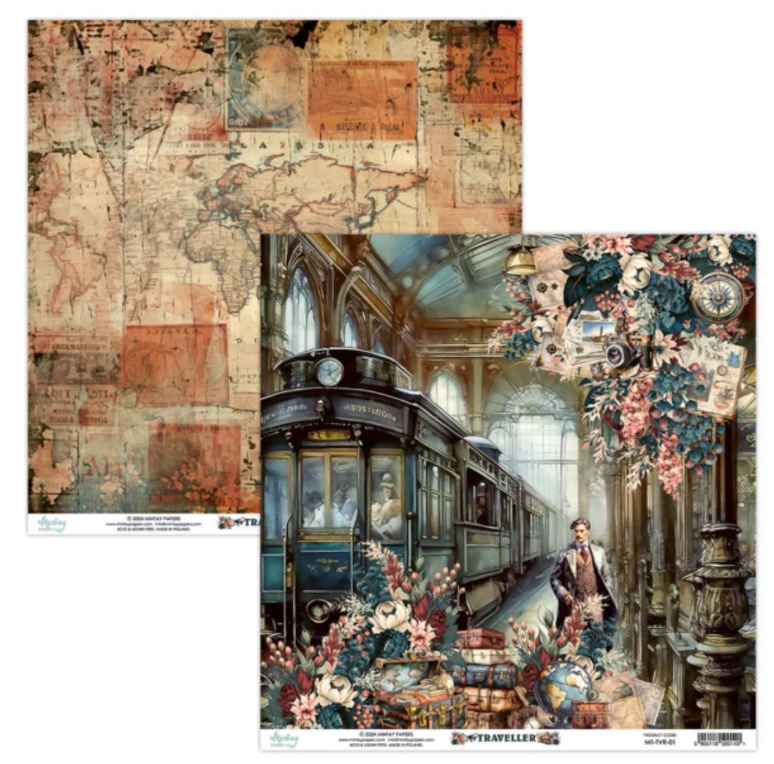 Mintay Papers - Traveller - 12x12 - Double Sided - Scrapbook Papers