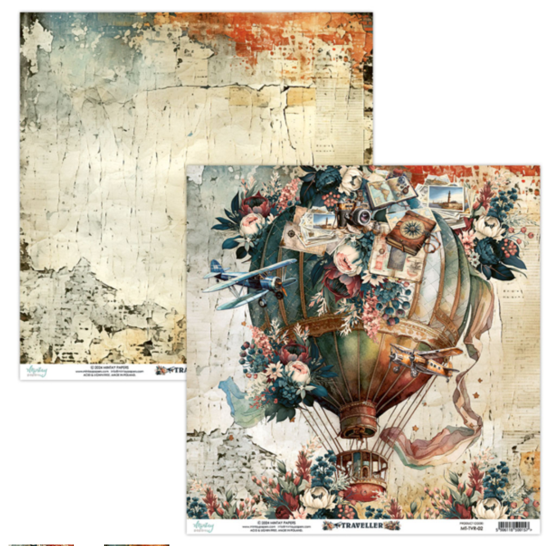 Two Sided Design Paper Mintay Papers - Traveller - 12x12 - Double Sided - Scrapbook Papers