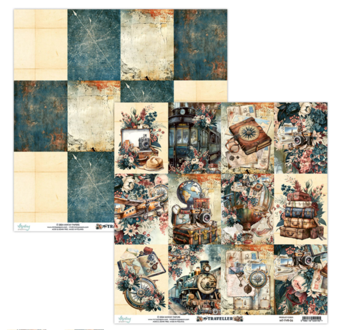 Mintay Papers - Traveller - 12x12 - Double Sided - Scrapbook Papers