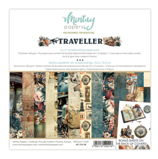Mintay Papers - Traveller - 6x6 - Double Sided - Scrapbook Papers