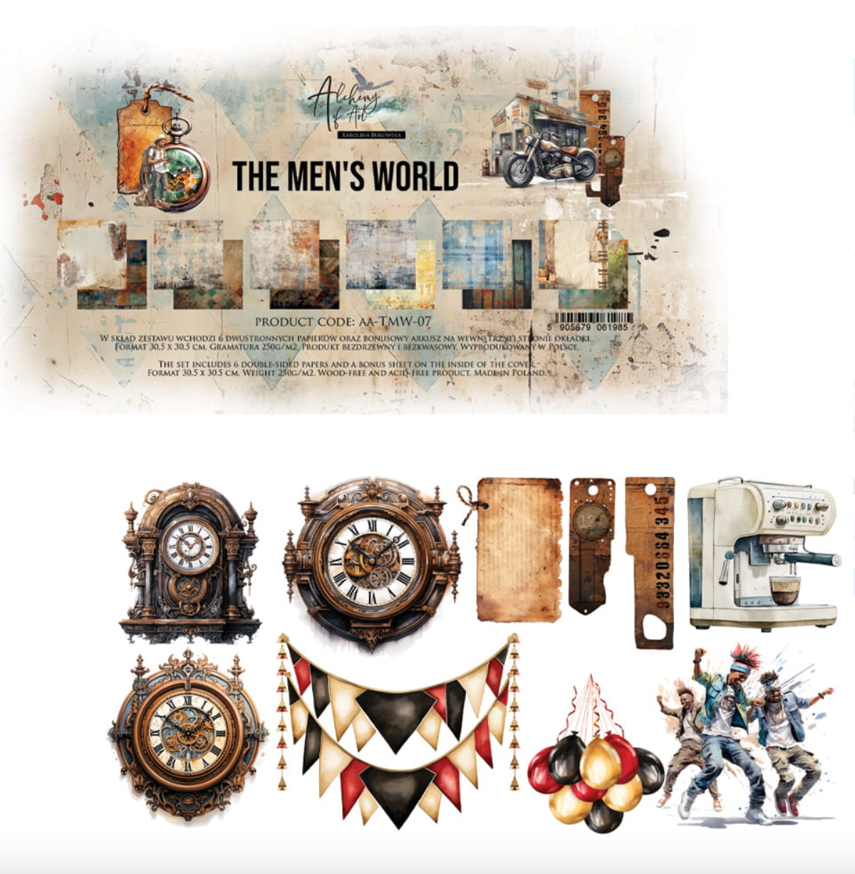 12x12 - The Men's World - 6 Double Sided Paper - Alchemy Of Art