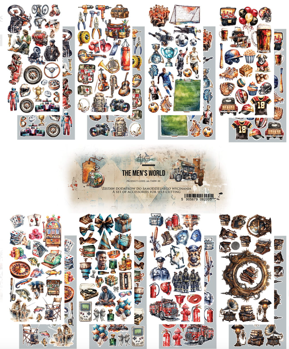 12x6 Cutting Set - The Men's World - 8 Double Sided Paper - Alchemy Of Art