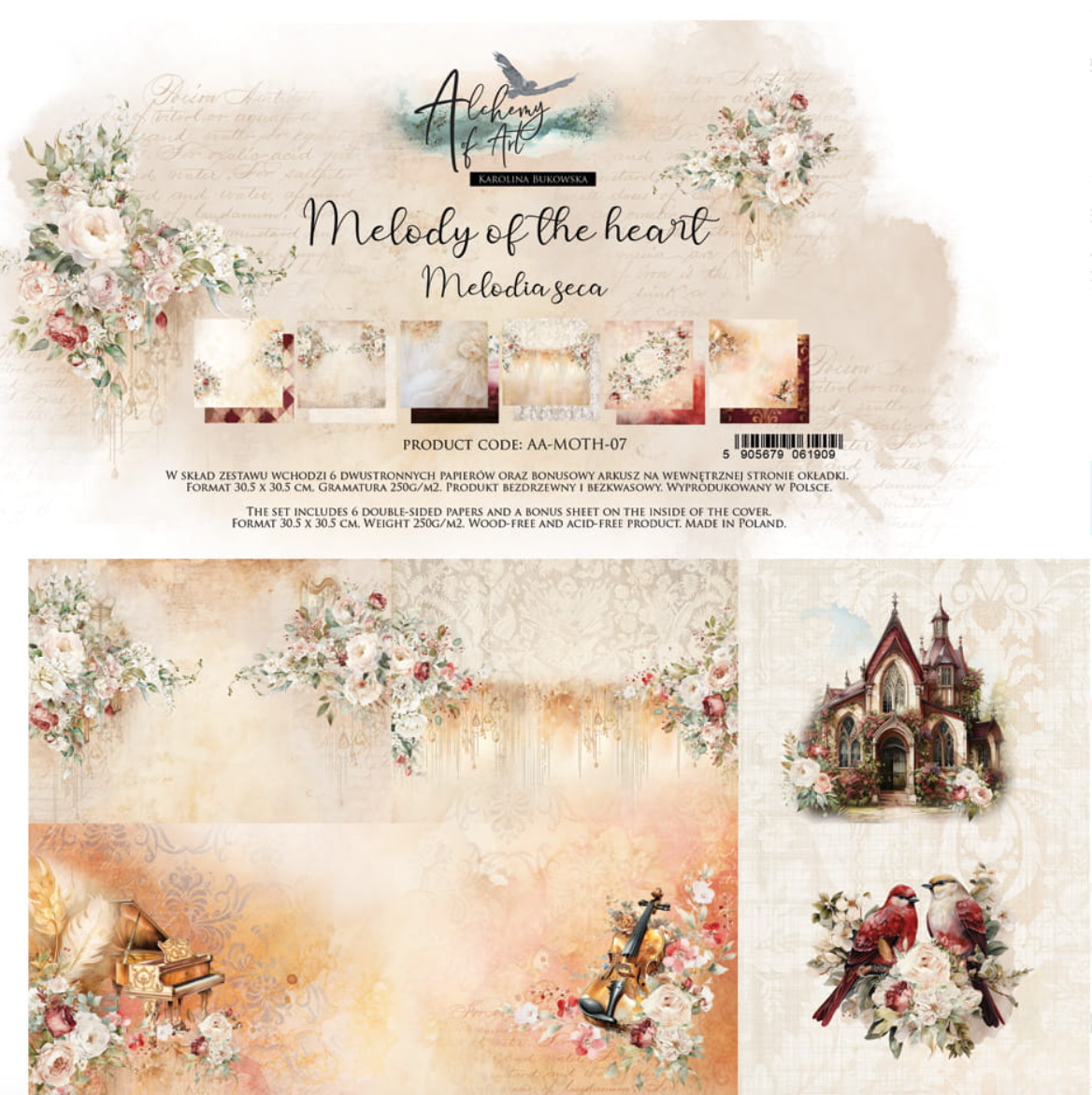 12x12 - Melody Of The Heart - 6 Double Sided Paper - Alchemy Of Art