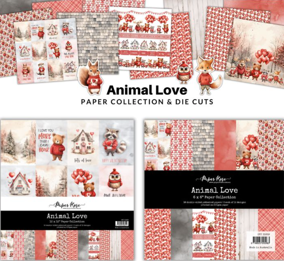 12 x 12 Inch - Animal Love - Double Sided Paper - Paper Rose